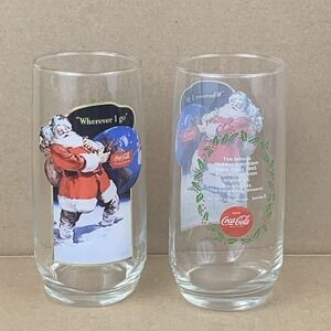 Coca Cola Santa Claus Glasses Haddon Sundblom 1943 Christmas Collection Set of 2